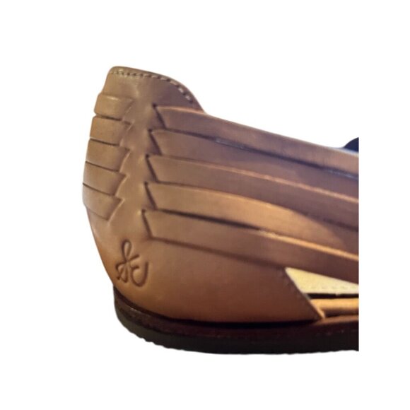 Sam Edelman Leather Woven Flat Tan 9.5 Neutral Minimalist Boho Indie Folk Chic - Picture 2 of 11